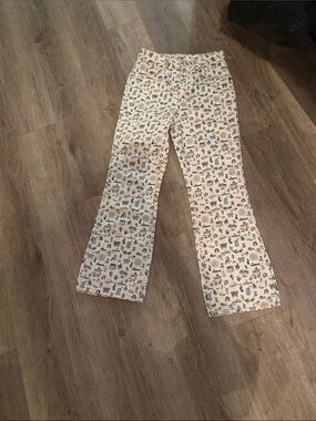 Wrangler Cream Wide-Leg Jeans with Multicolor Southwestern Motifs
